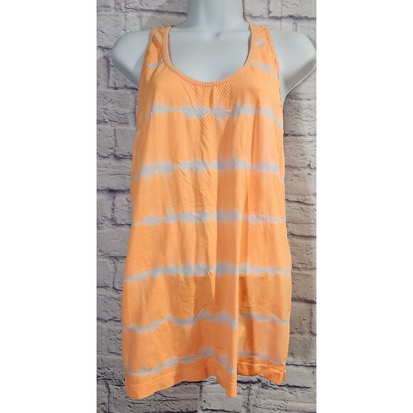 City Streets Orange White Striped Racerback Workout Tank Top XL Lightweight Soft - Picture 1 of 6